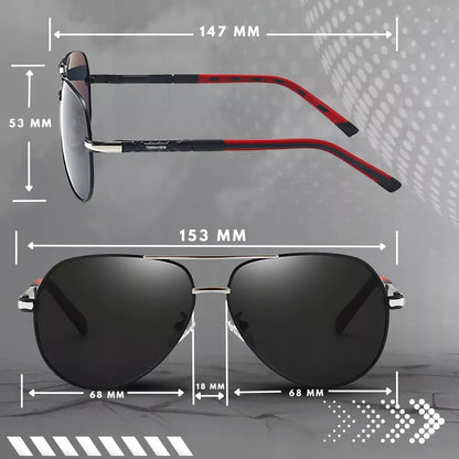 Vyriški Terraview poliarizuoti aviatoriaus stiliaus saulės akiniai su UV400 filtru