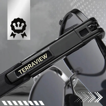 Vyriški Terraview poliarizuoti aviatoriaus stiliaus saulės akiniai su UV400 filtru