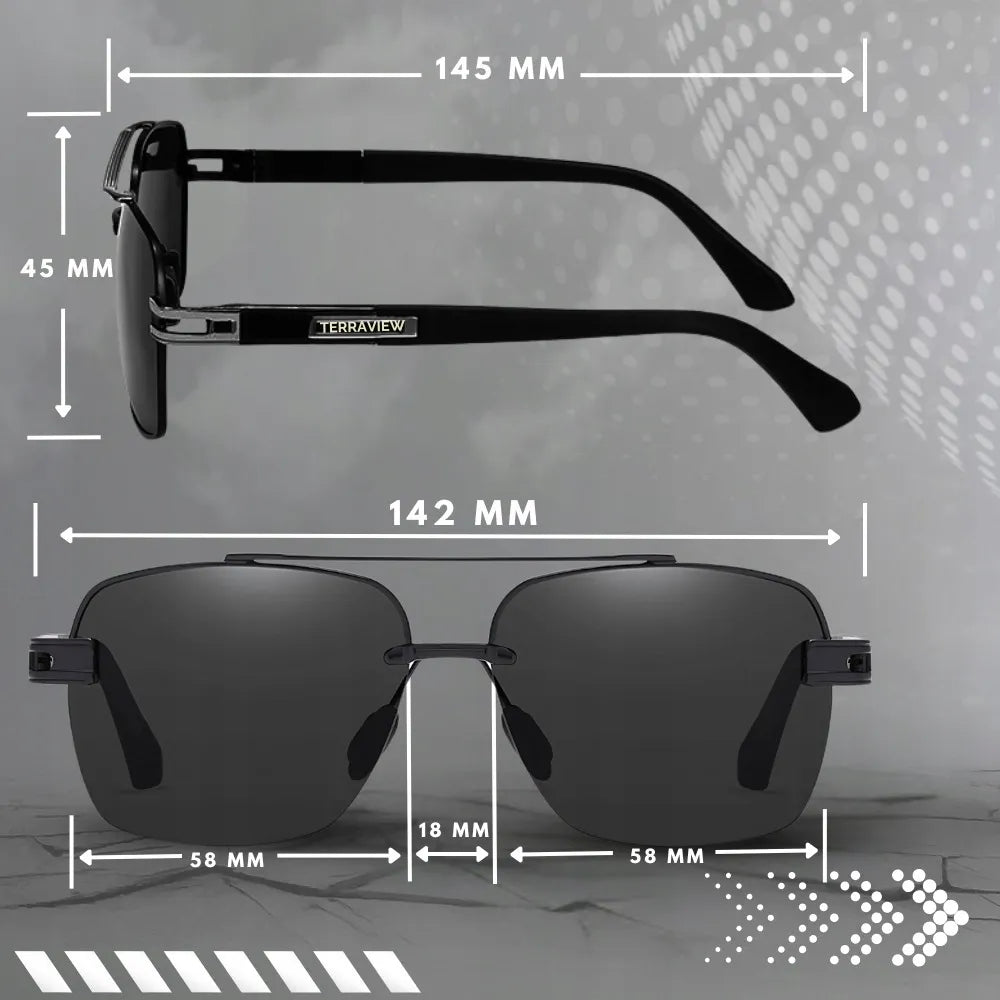 Vyriški Terraview poliarizuoti aviatoriaus stiliaus saulės akiniai su UV400 filtru