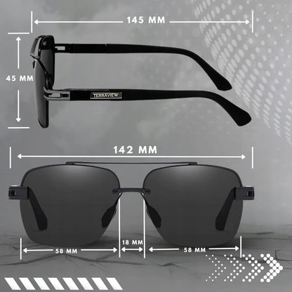 Vyriški Terraview poliarizuoti aviatoriaus stiliaus saulės akiniai su UV400 filtru