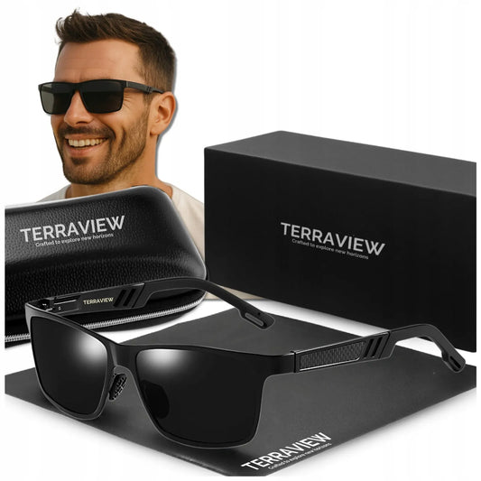 Vyriški Terraview poliarizuoti „nerdy“ stiliaus saulės akiniai su UV400 filtru