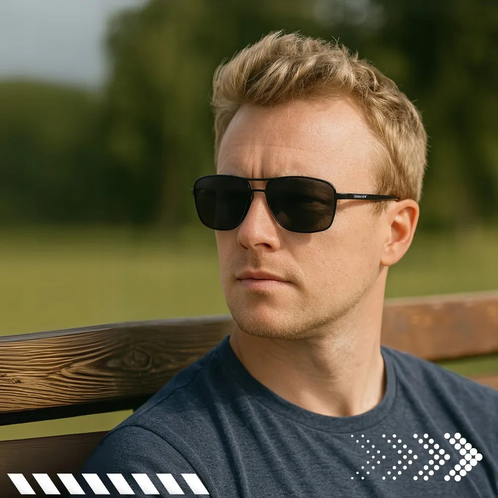Vyriški „Terraview“ saulės akiniai, poliarizuoti aviatorių stiliaus akiniai su UV400 filtru