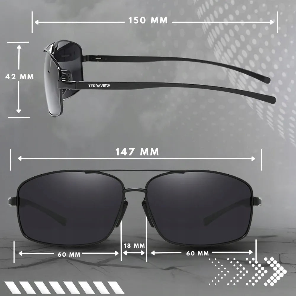 Vyriški „Terraview“ saulės akiniai, poliarizuoti aviatorių stiliaus akiniai su UV400 filtru