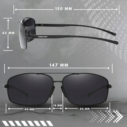 Vyriški „Terraview“ saulės akiniai, poliarizuoti aviatorių stiliaus akiniai su UV400 filtru