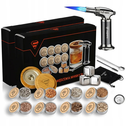 Whisky Smoker XL – 19 viename, viskio rūkykla, 2 vnt. rinkinys, dovana vyrui