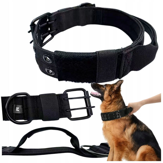 Wobell juodas reguliuojamas šuns antkaklis su rankena, platus ir tvirtas, XL, 54–64 cm