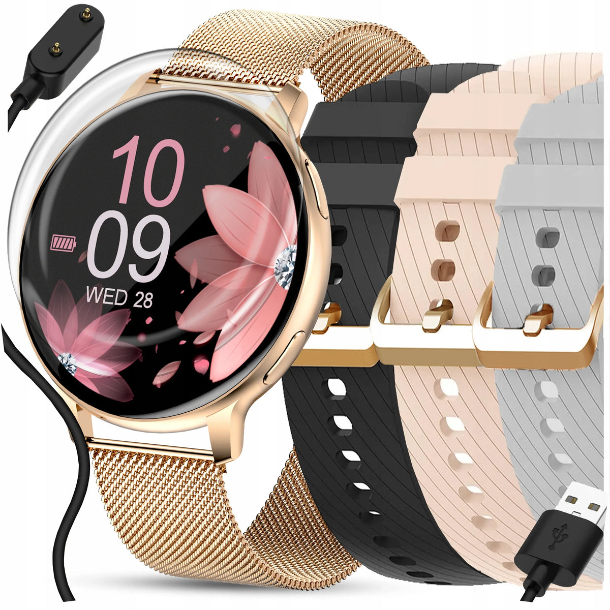 WonderWatch Sx5 moteriškas išmanusis laikrodis su skambučiais, pranešimais, pulso ir sporto funkcijomis