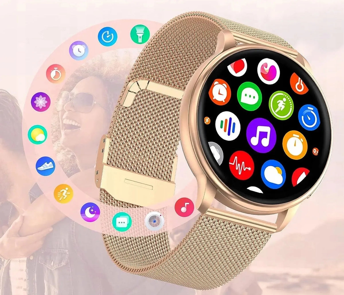 WonderWatch Sx5 moteriškas išmanusis laikrodis su skambučiais, pranešimais, pulso ir sporto funkcijomis