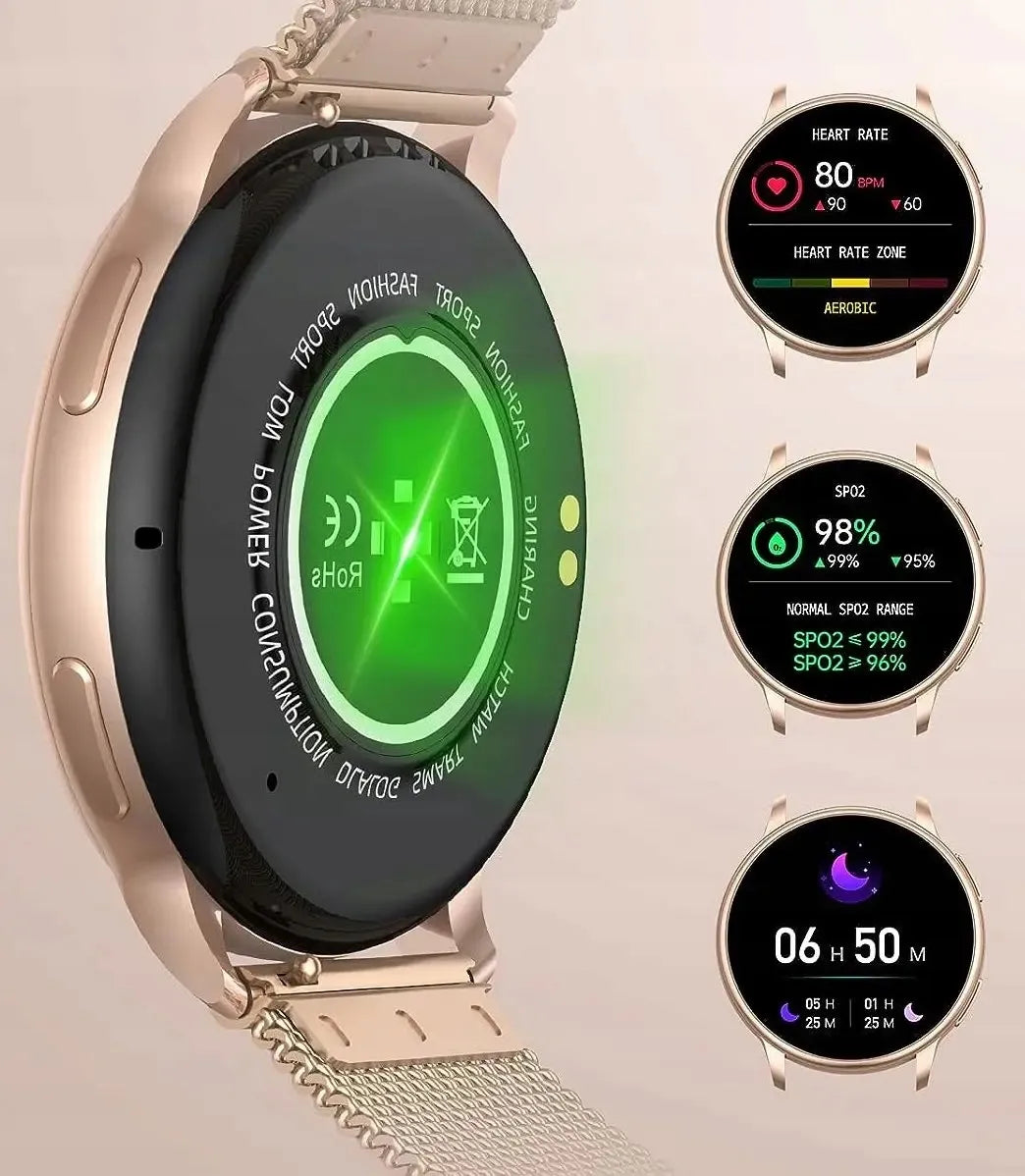 WonderWatch Sx5 moteriškas išmanusis laikrodis su skambučiais, pranešimais, pulso ir sporto funkcijomis