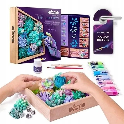 „Wood&Craft“ sukulentų rinkinys – „Švelnumas“, 21 × 21 cm