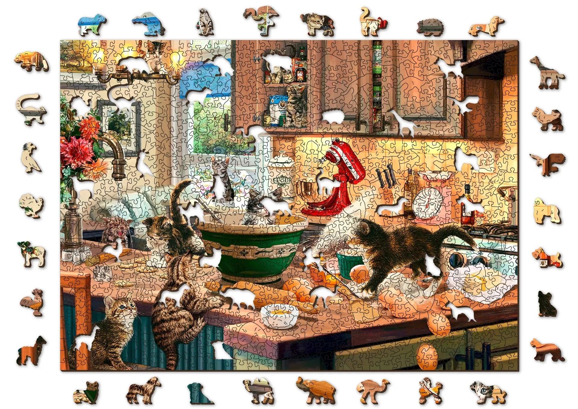 WoodenCity medinė dėlionė Kačių žaidimas virtuvėje 1000 dalių