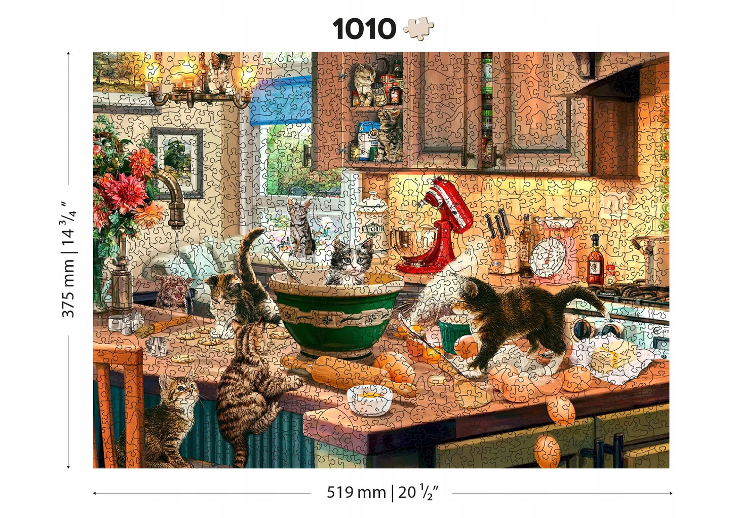 WoodenCity medinė dėlionė Kačių žaidimas virtuvėje 1000 dalių