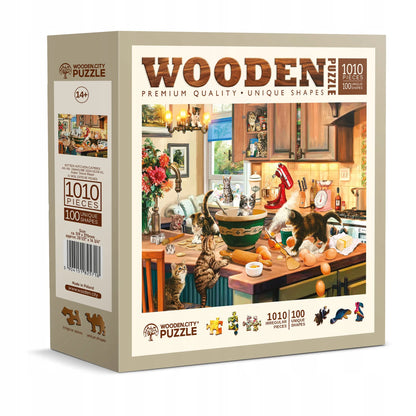 WoodenCity medinė dėlionė Kačių žaidimas virtuvėje 1000 dalių