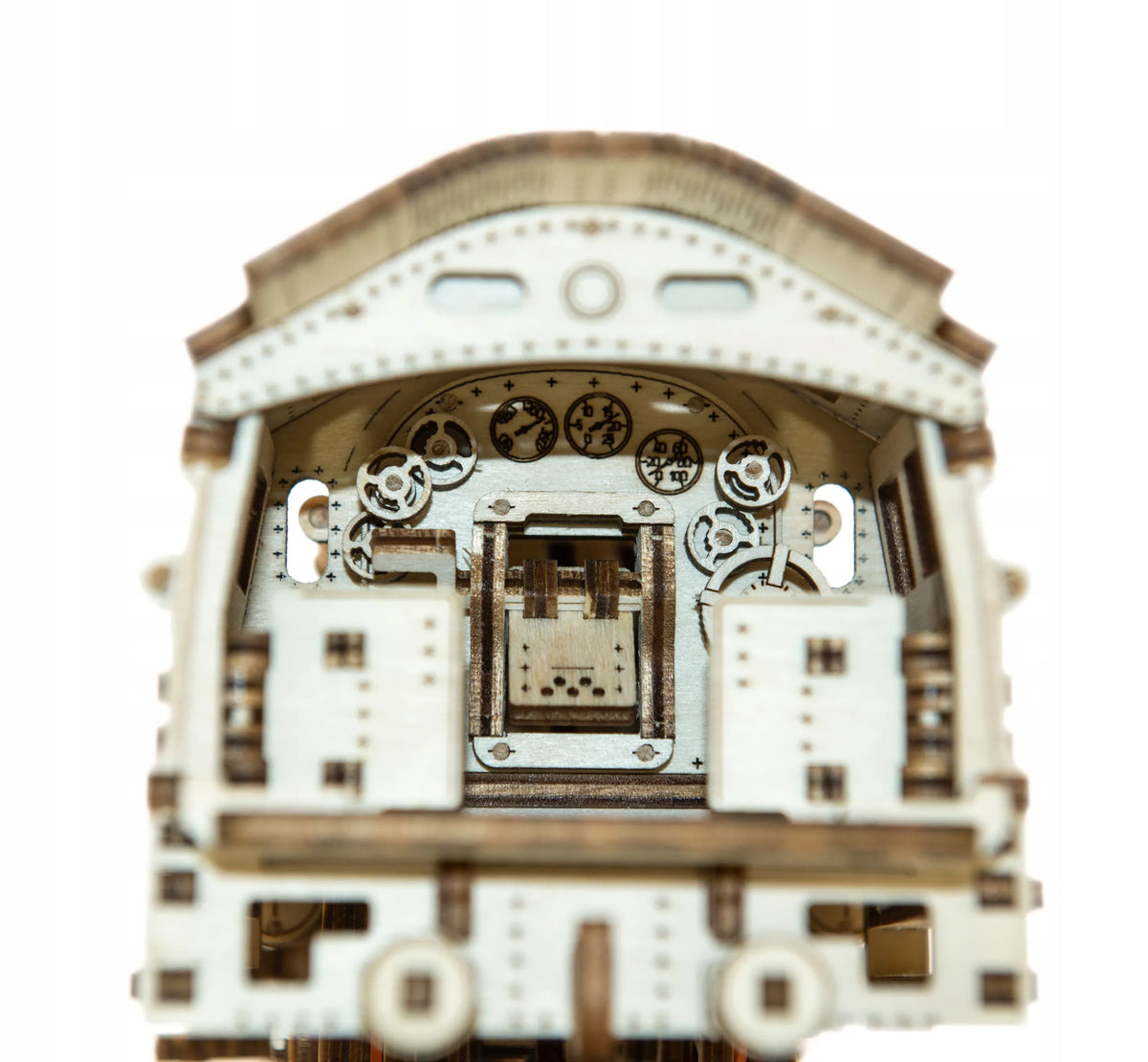 Wooden.City medinis mechaninis lokomotyvos modelis, 3D dėlionė, modeliavimas