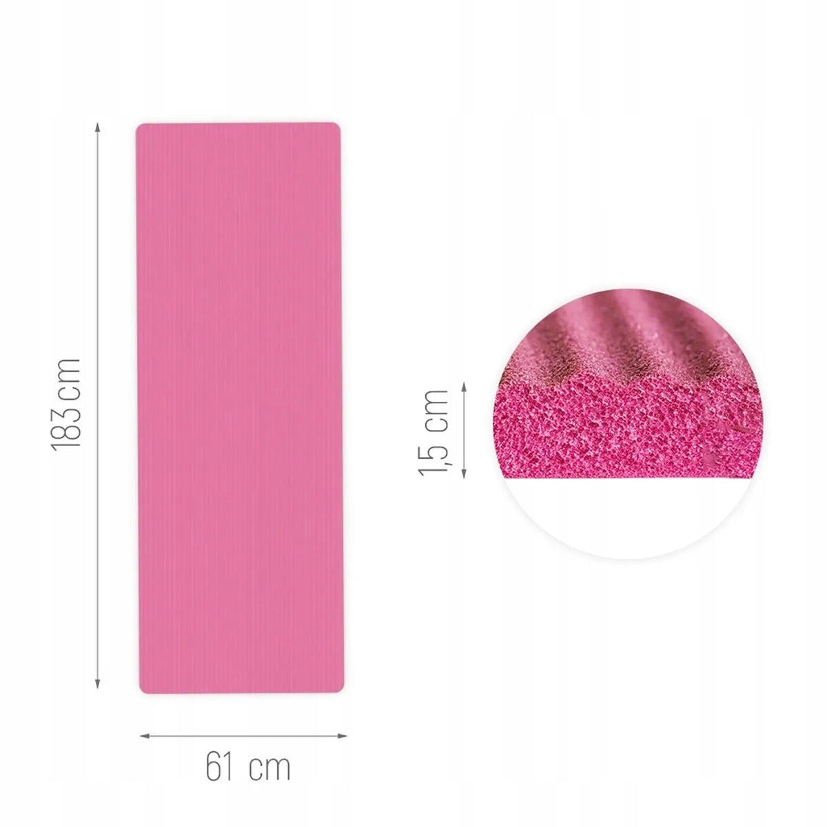 Wozinsky gimnastikos kilimėlis fitnesui ir jogai 183 x 61 x 1,5 cm - rožinis