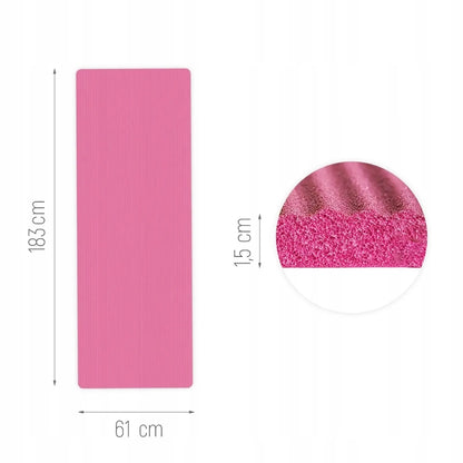Wozinsky gimnastikos kilimėlis fitnesui ir jogai 183 x 61 x 1,5 cm - rožinis