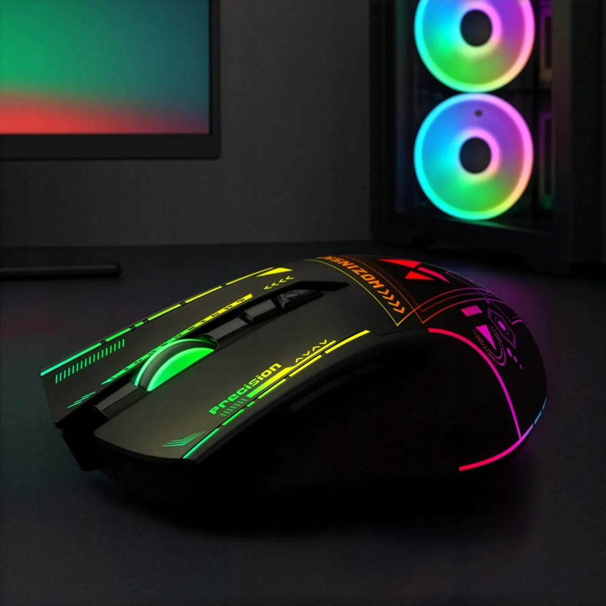 Wozinsky WMGB-3200 belaidė žaidimų pelė, RGB, 3200 dpi, 2,4 GHz, 400 mAh akumuliatorius, juoda