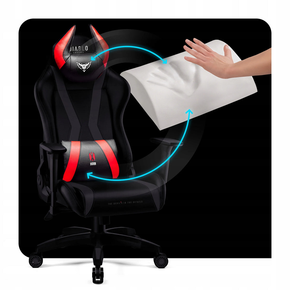 Žaidimų kėdė „Diablo Chairs X-HORN 2.0 Normal“, juoda ir raudona
