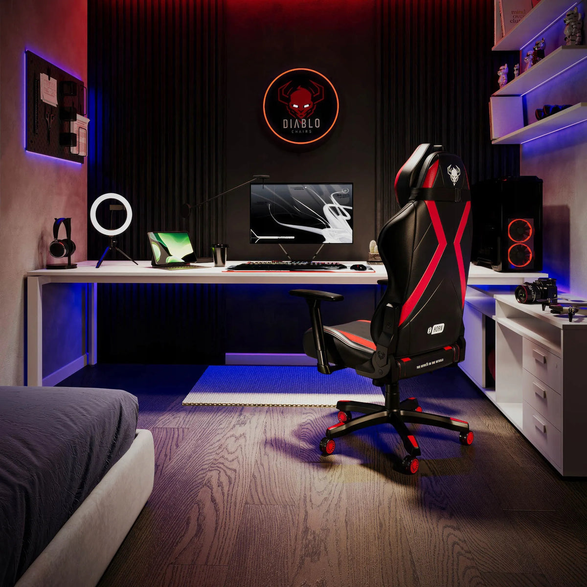 Žaidimų kėdė „Diablo Chairs X-HORN 2.0 Normal“, juoda ir raudona