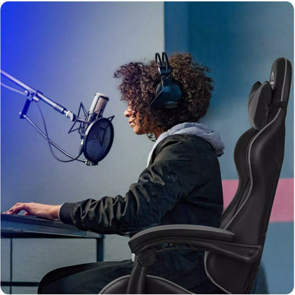 Žaidimų kėdė su masažine pagalvele – ergonomiška ir komfortiška