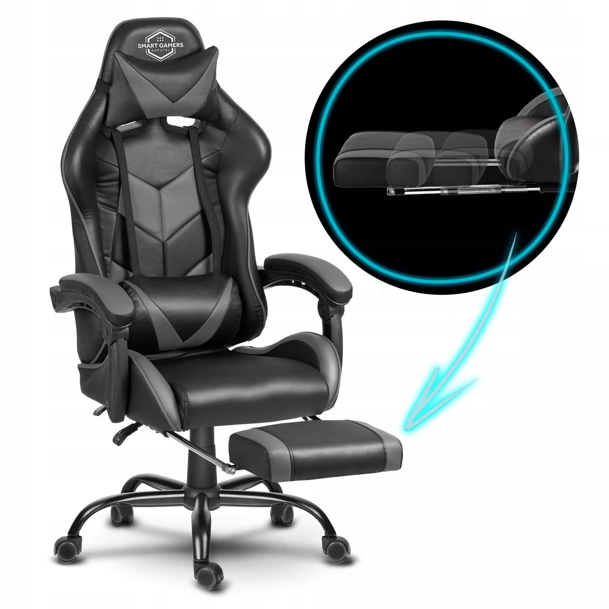 Žaidimų kėdė su masažine pagalvele – ergonomiška ir komfortiška