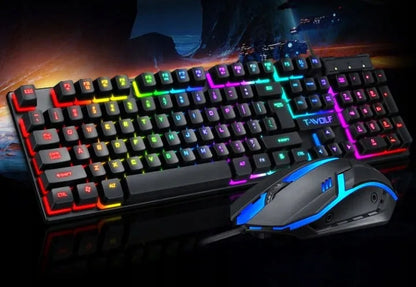 Žaidimų klaviatūros su RGB apšvietimu ir pelės rinkinys