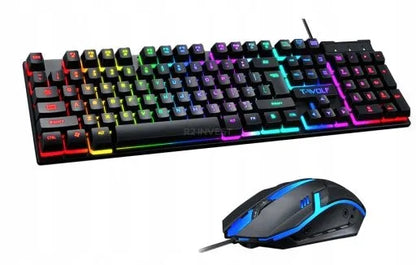 Žaidimų klaviatūros su RGB apšvietimu ir pelės rinkinys