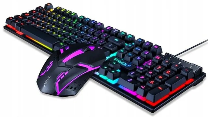 Žaidimų klaviatūros su RGB apšvietimu ir pelės rinkinys