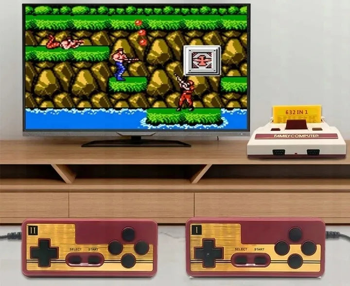 Žaidimų konsolė su TV jungtimi, 2 pultais ir 632 žaidimais kasetėje
