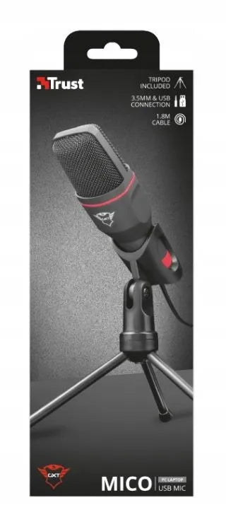 Žaidimų mikrofonas „Trust GXT 212 MICO USB“, 1,8 m, kompiuteriui, su stovu, juodas