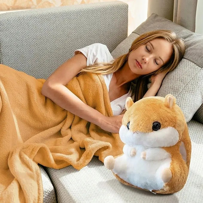 Žaislas-hamsteris su antklode 2-in-1, pliušinis žaislas dovana, didelė 2 m poliarinė antklodė