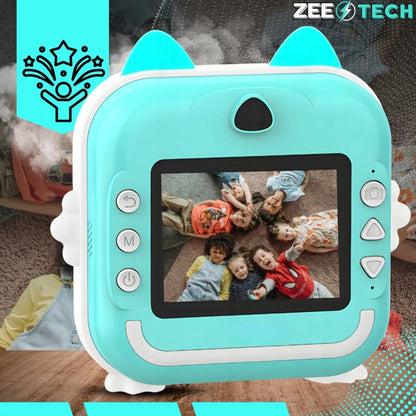 „ZeeTech Drukuś“ rožinis momentinis fotoaparatas vaikams ir mini spausdintuvas, 11 ritinėlių, lipdukai