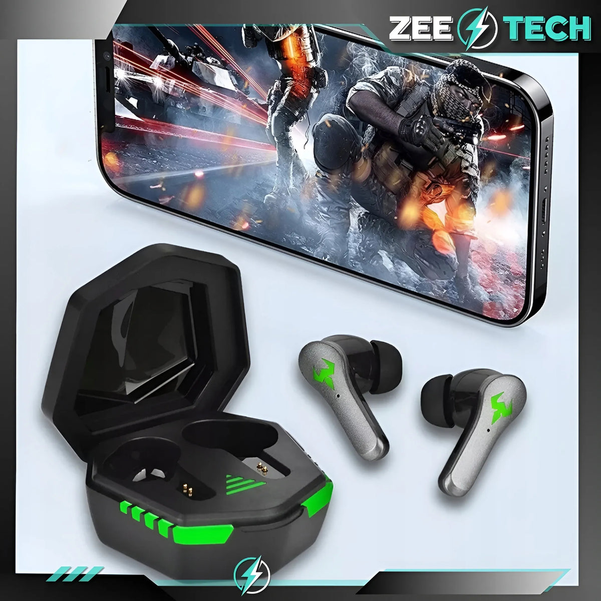 „ZeeTech N35“ belaidės įstatomosios „Bluetooth“ ausinės su mikrofonu, juodos