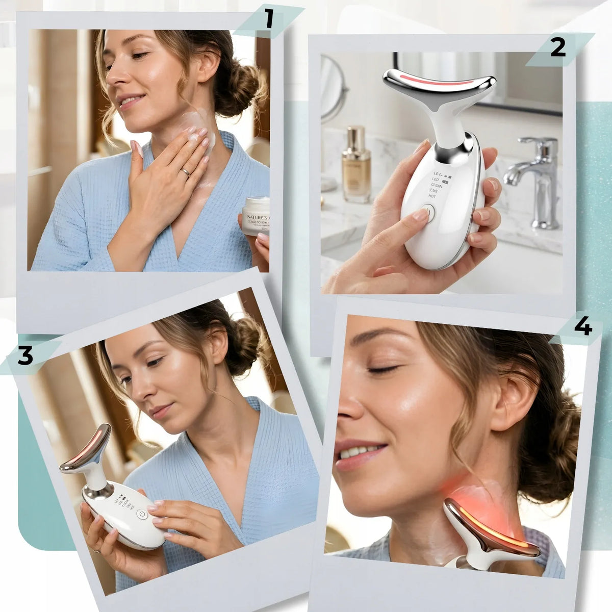 „ZeeTech“ ultragarsinis EMS veido ir kaklo masažuoklis su vibracija