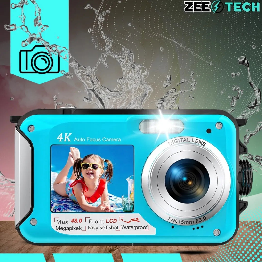 „ZeeTech“ vandeniui atsparus skaitmeninis fotoaparatas vaikams, 48 MP, 16 kartų skaitmeninis priartinimas