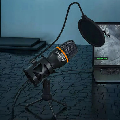 „Zenwire ME4“ kondensatorinis USB-C mikrofonas kompiuteriui ir nešiojamajam kompiuteriui, su stovu ir RGB apšvietimu