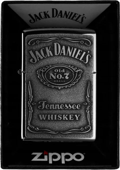 Zippo Jack Daniel’s Label Chrome 60001209 vėjui atsparus benzininis žiebtuvėlis