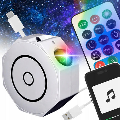 Žvaigždžių projektorius naktinė lemputė LED kosmosas Bluetooth garsiakalbis + pultelis