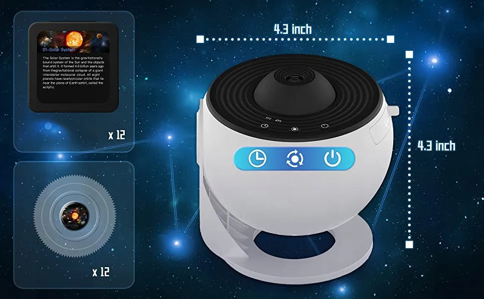 Žvaigždžių projektorius – naktinė lemputė su 13 keičiamų planetų diskų, USB
