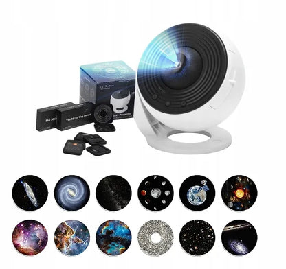 Žvaigždžių projektorius – naktinė lemputė su 13 keičiamų planetų diskų, USB