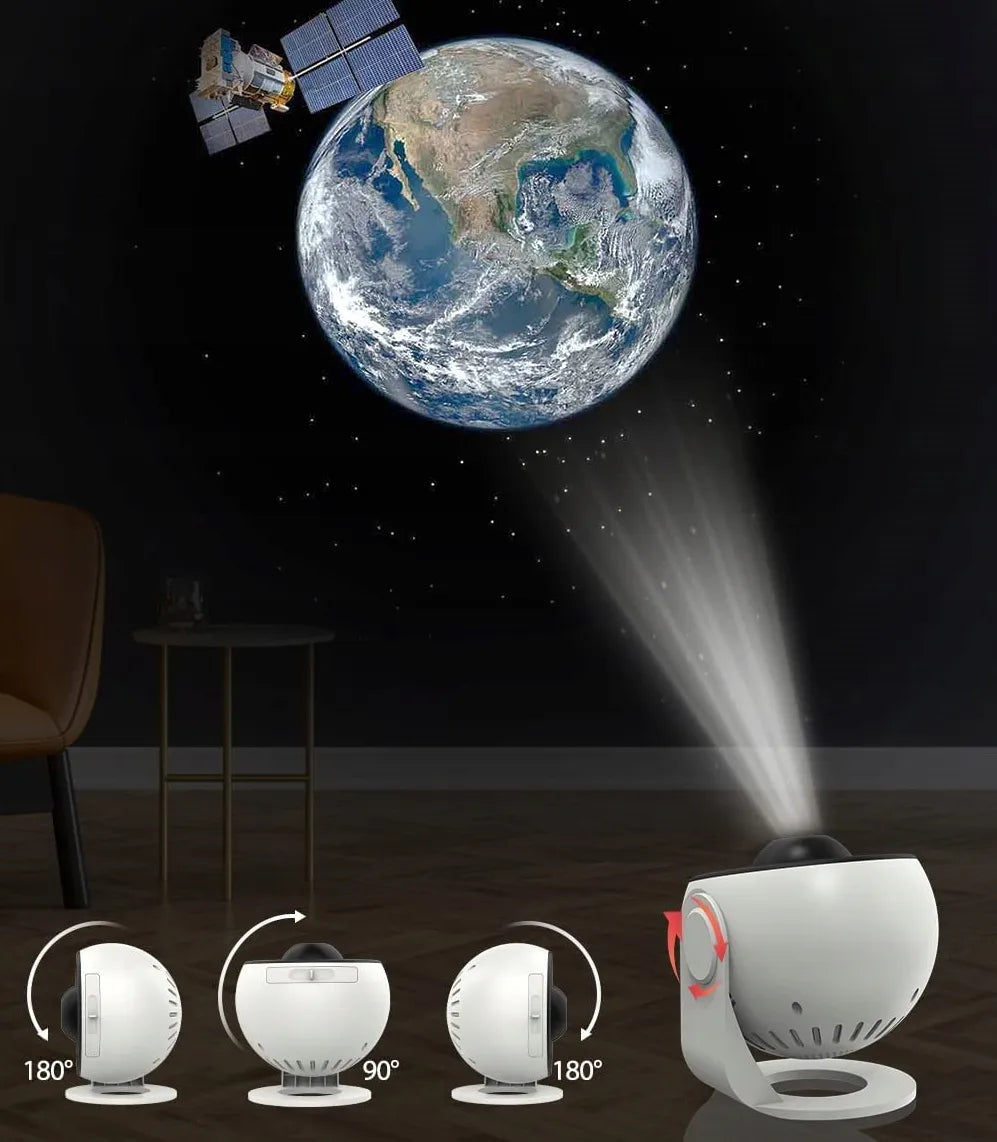 Žvaigždžių projektorius – naktinė lemputė su 13 keičiamų planetų diskų, USB