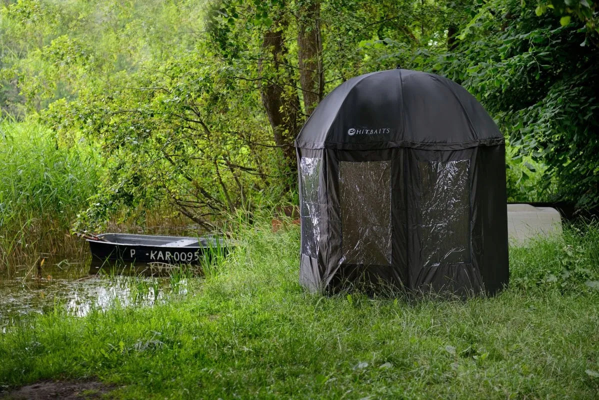 Žvejybinis skėtis-palapinė Hitbaits Alpha 240 cm su šoninėmis sienelėmis, neperšlampamas